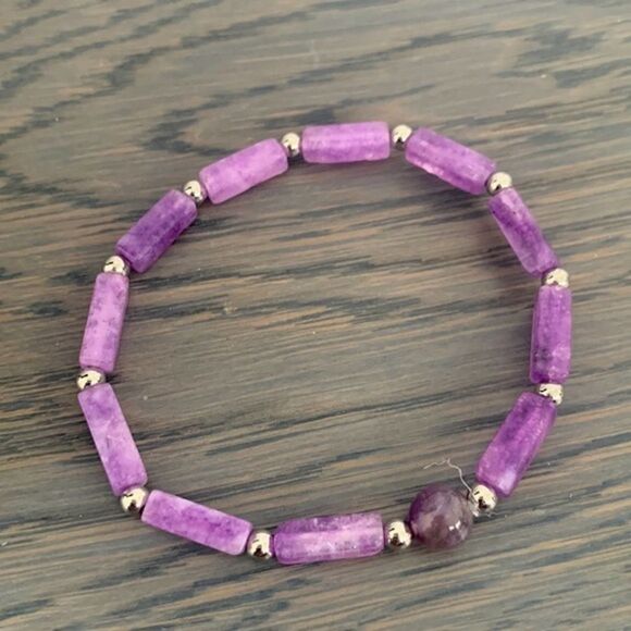 Men’s Amethyst Natural Stone Purple Healing Boho Stretch Meditation Bracelet NEW - Picture 3 of 9